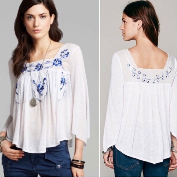 Free People bed of roses peasant blouse XS - Picture 2 of 8